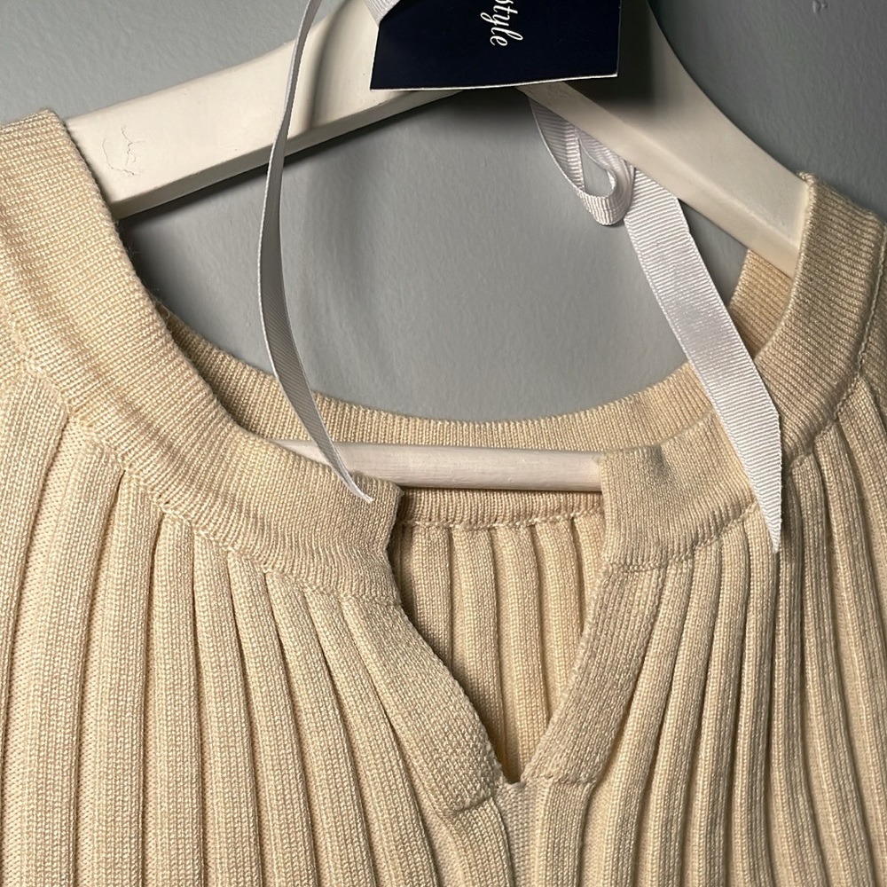 Butter Cream V Neck Pullover sweater/ mini dress